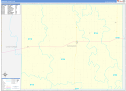 Rawlins County, KS Wall Map Zip Code Basic Style 2024