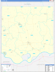 Ray County, MO Wall Map Zip Code Basic Style 2024