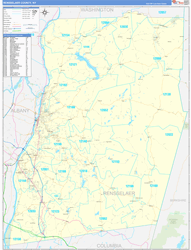 Rensselaer County, NY Wall Map Zip Code Basic Style 2024
