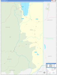 Rich County, UT Wall Map Zip Code Basic Style 2023