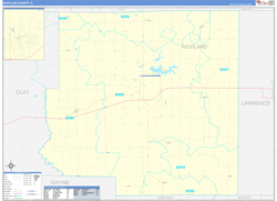Richland County, IL Wall Map Zip Code Basic Style 2024