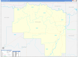 Richland County, MT Wall Map Zip Code Basic Style 2024
