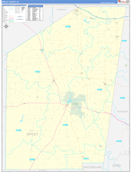 Ripley County, IN Wall Map Zip Code Basic Style 2024