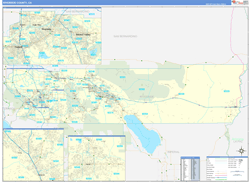 Riverside County, CA Wall Map Zip Code Basic Style 2024