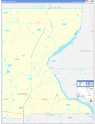 Roberts County, SD Wall Map Zip Code Basic Style 2024