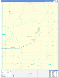 Rock County, MN Wall Map Zip Code Basic Style 2024