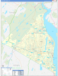 Rockland County, NY Wall Map Zip Code Basic Style 2024