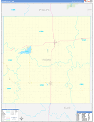 Rooks County, KS Wall Map Zip Code Basic Style 2024