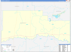 Roosevelt County, MT Wall Map Zip Code Basic Style 2023