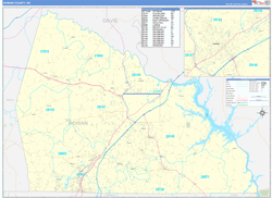 Rowan County, NC Wall Map Zip Code Basic Style 2024