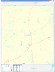 Runnels County, TX Wall Map Zip Code Basic Style 2024
