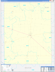 Rush County, IN Wall Map Zip Code Basic Style 2024
