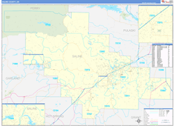 Saline County, AR Wall Map Zip Code Basic Style 2024