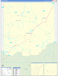 Saline County, IL Wall Map Zip Code Basic Style 2024