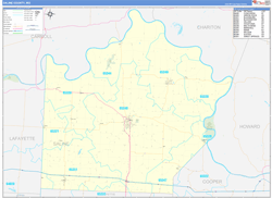 Saline County, MO Wall Map Zip Code Basic Style 2024