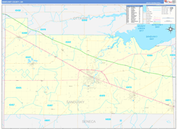Sandusky County, OH Wall Map Zip Code Basic Style 2024