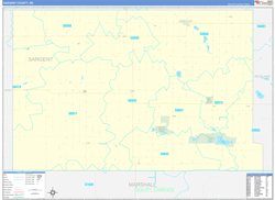 Sargent County, ND Wall Map Zip Code Basic Style 2023