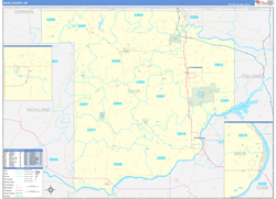 Sauk County, WI Wall Map Zip Code Basic Style 2024