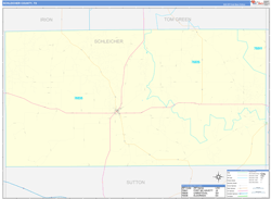 Schleicher County, TX Wall Map Zip Code Basic Style 2024