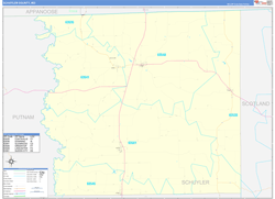 Schuyler County, MO Wall Map Zip Code Basic Style 2024