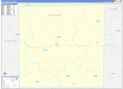 Scotland County, MO Wall Map Zip Code Basic Style 2024