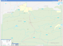 Scott County, AR Wall Map Zip Code Basic Style 2024