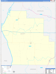 Scott County, IL Wall Map Zip Code Basic Style 2024