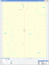 Scott County, KS Wall Map Zip Code Basic Style 2024