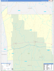 Scott County, MS Wall Map Zip Code Basic Style 2024