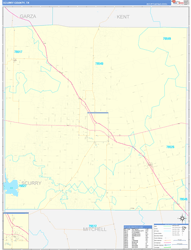 Scurry County, TX Wall Map Zip Code Basic Style 2024