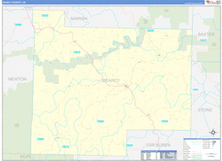 Searcy County, AR Wall Map Zip Code Basic Style 2024