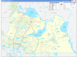 Seminole County, FL Wall Map Zip Code Basic Style 2024