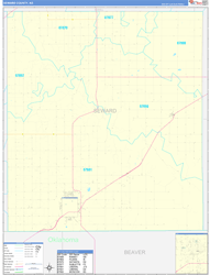 Seward County, KS Wall Map Zip Code Basic Style 2024