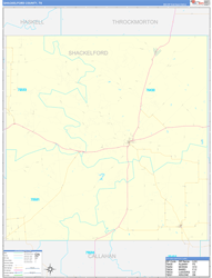 Shackelford County, TX Wall Map Zip Code Basic Style 2024