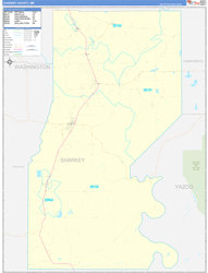Sharkey County, MS Wall Map Zip Code Basic Style 2024