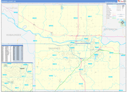 Shawnee County, KS Wall Map Zip Code Basic Style 2024