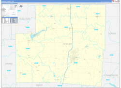 Shelby County, OH Wall Map Zip Code Basic Style 2024