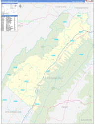 Shenandoah County, VA Wall Map Zip Code Basic Style 2024