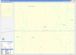 Sherman County, KS Wall Map Zip Code Basic Style 2024