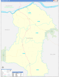Sherman County, OR Wall Map Zip Code Basic Style 2024