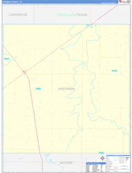 Sherman County, TX Wall Map Zip Code Basic Style 2024