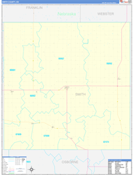 Smith County, KS Wall Map Zip Code Basic Style 2024