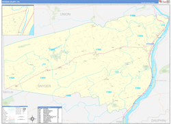 Snyder County, PA Wall Map Zip Code Basic Style 2024