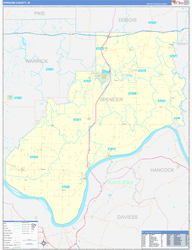 Spencer County, IN Wall Map Zip Code Basic Style 2024