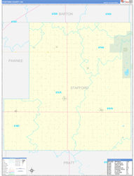 Stafford County, KS Wall Map Zip Code Basic Style 2024