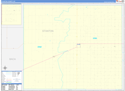 Stanton County, KS Wall Map Zip Code Basic Style 2024
