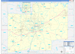 Stark County, OH Wall Map Zip Code Basic Style 2024
