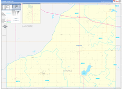Starke County, IN Wall Map Zip Code Basic Style 2024