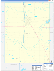 Steele County, MN Wall Map Zip Code Basic Style 2024