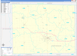 Stephenson County, IL Wall Map Zip Code Basic Style 2024